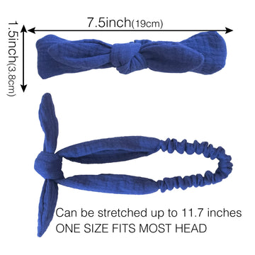 Xima Headbands For Girls, 8Pcs Cotton Rabbit Ears Hairbands For Toddlers Teens Children, Removable Rabbit Ear Bows Kids Hair Acc