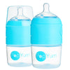 Popyum 5 Oz Blue Anti-Colic Formula Making/Mixing/Dispenser Baby Bottles, 2-Pack With #1 Slow Flow Nipples, 150 Ml, Bpa-Free, Na