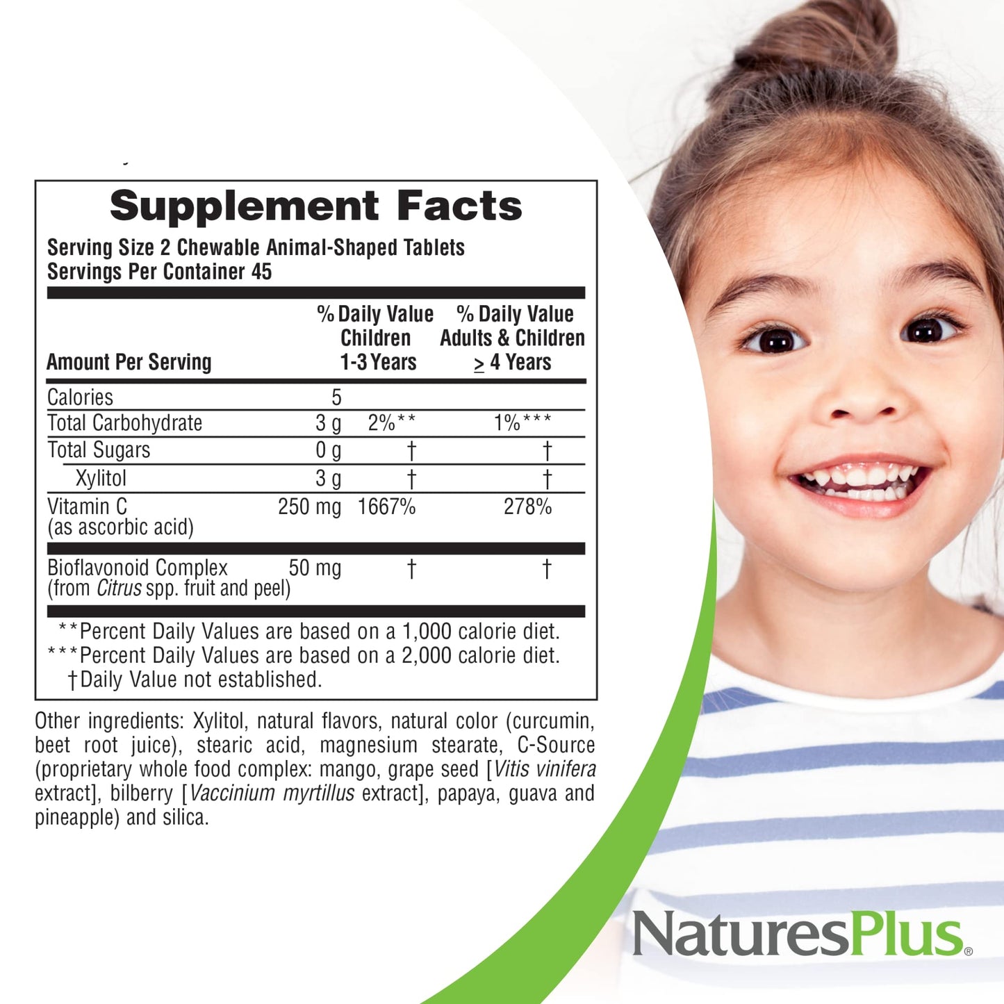 Naturesplus Animal Parade Sugar-Free Children'S Vitamin C, Natural Orange Juice Flavor - 90 Chewable Animal Shaped Tablets, Pack