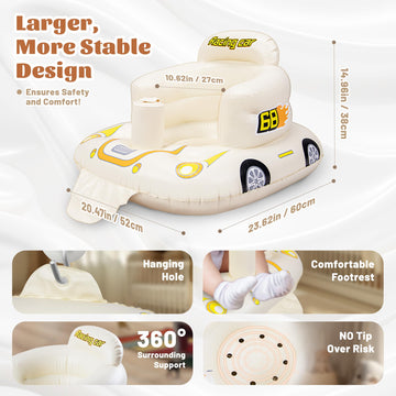 Josen Inflatable Seat For Babies 3 Months & Up, Baby Floor Seat Learn To Sit Up, Portable Infant Feeding Shower Chair, Blow Up B