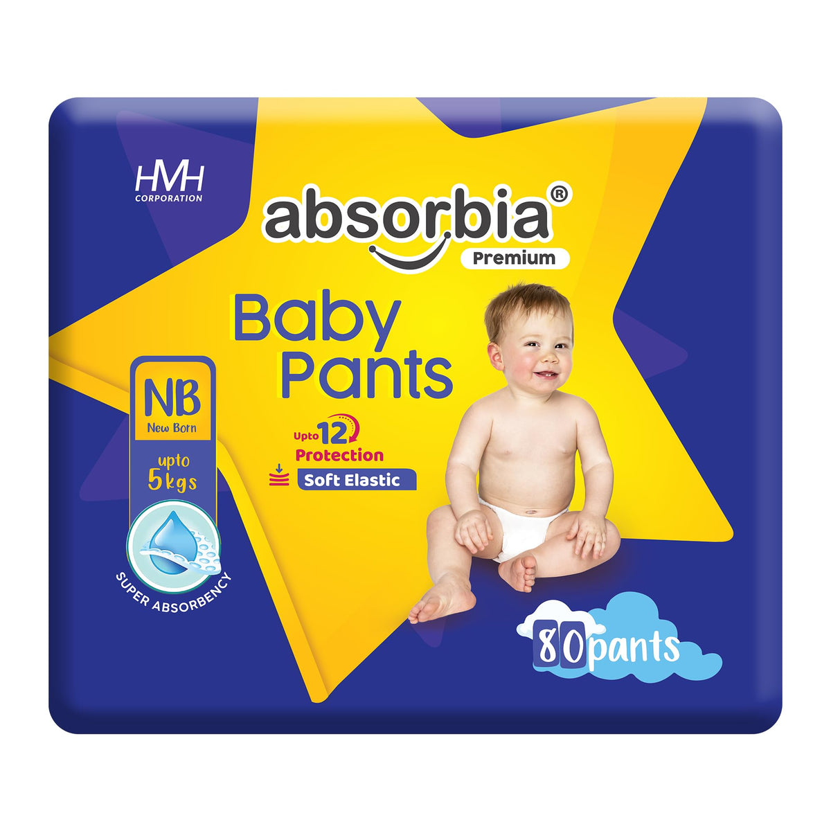 Absorbia Jumbo Baby Pant Diaper Newborn (Xs) 05 Kg, 160S X Pack Of 2 | Up To 12Hrs Protection | Cottony Soft Comfort For Sensit