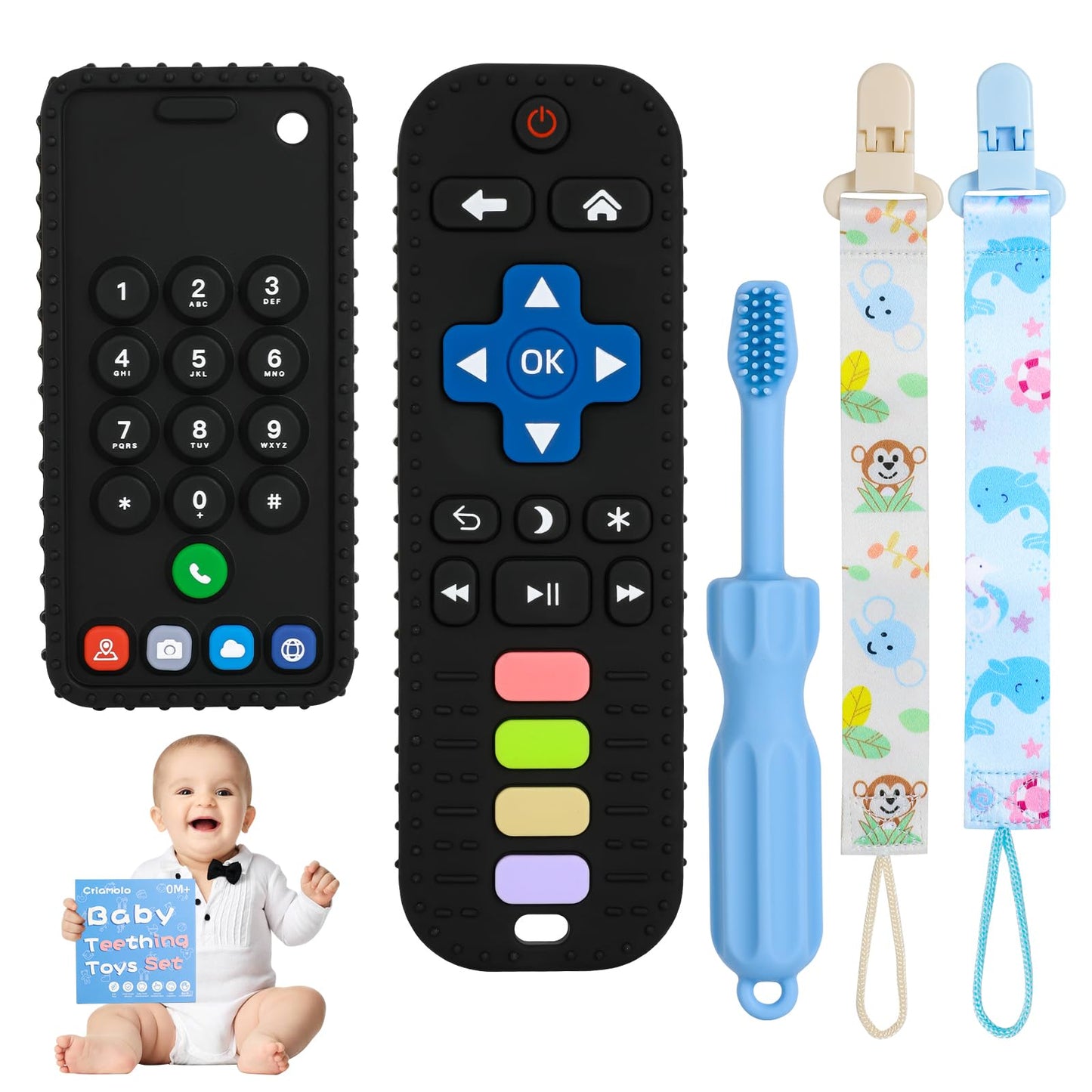 ZOEDO Baby Teething Toys, Remote Control Shape Teething Toys, Cell Phone Teether for Babies, Toy Chew for Babies 3-24 Months, BP