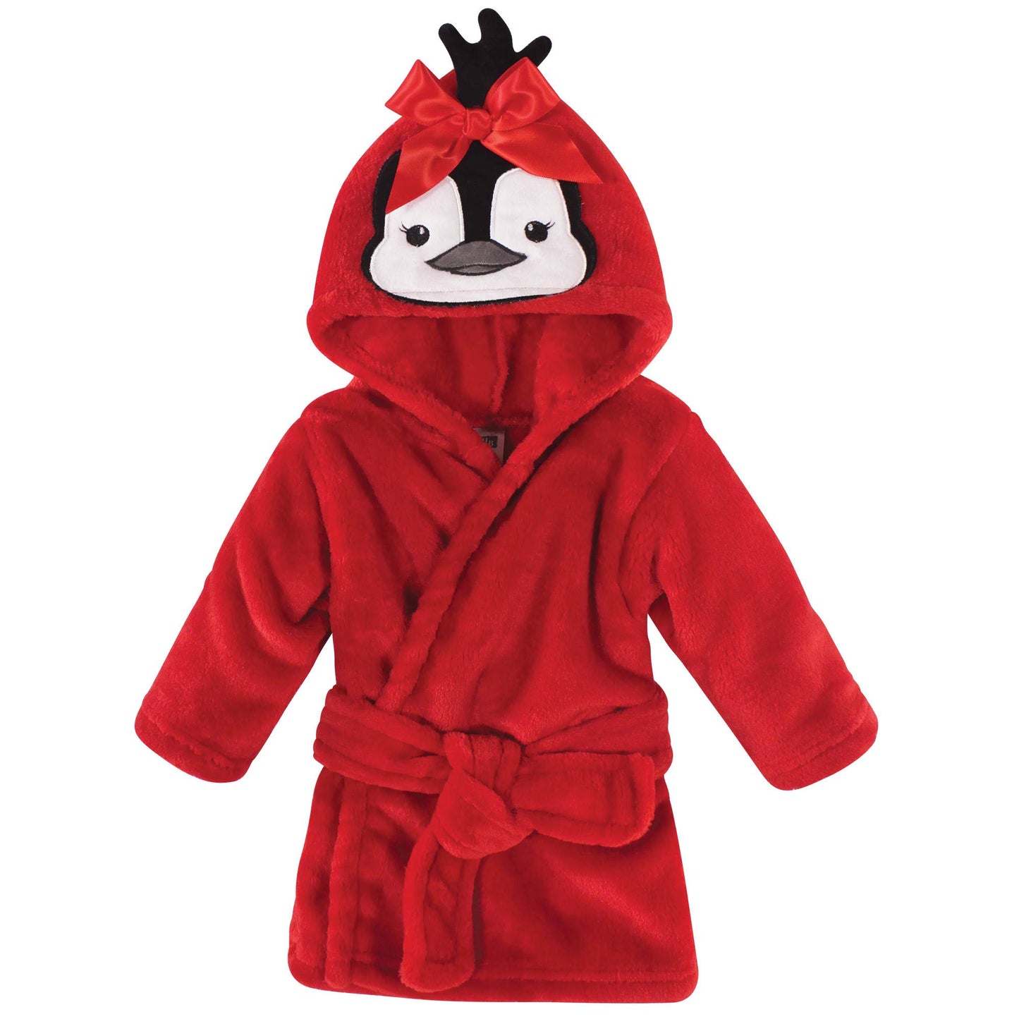 Hudson Baby Unisex Baby Plush Animal Face Bathrobe, Girl Penguin, 0-9 Months