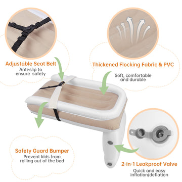 Pahtto Inflatable Airplane Bed For Kids, Portable Toddlers Airplane Blow Up Bed For Travel, Baby Airplane Mattress With Hand Pum