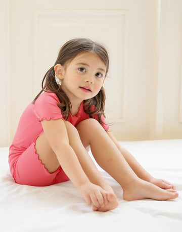 Vaenait Baby Infant Kids Toddler Short Sleeve Sleepwear Pajamas 2Pcs Set Shirring Rosecoral Xxl