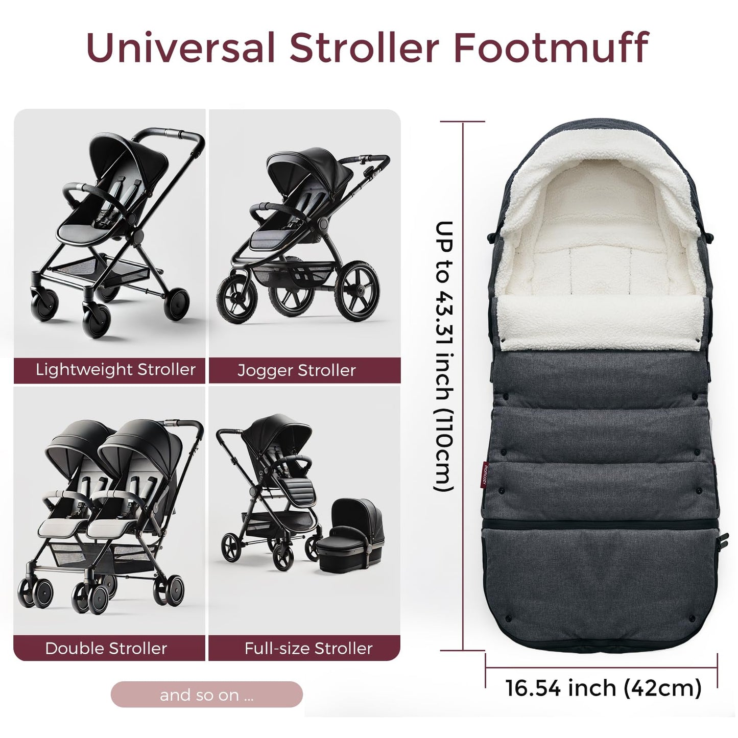 Momcozy Stroller Footmuff Universal | Easily Attaches To Most Strollers | Ultra-Plush,Weather-Proof | Deluxe Warm Stroller Bunti
