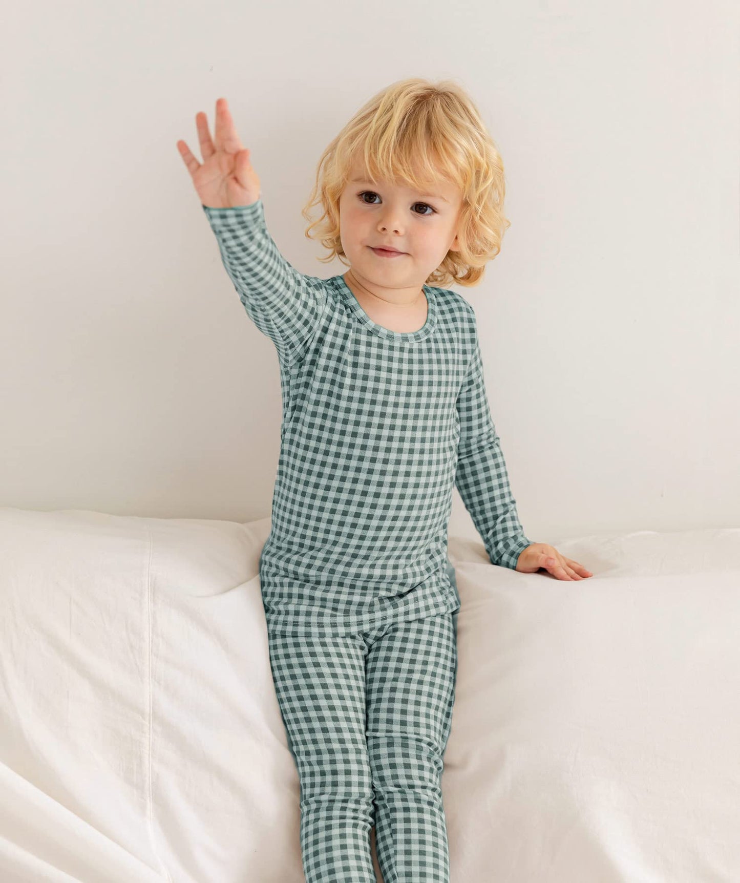 Avauma Baby Boys Girls Pajama Set 6M-7T Kids Cute Toddler Snug Fit Pattern Design Pjs Cotton Sleepwear (Check.Mint Charcoal.S)