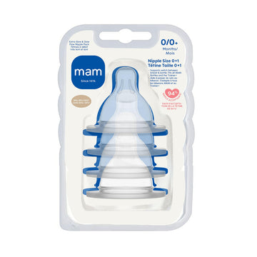 Mam Bottle Nipples Mixed Flow Pack - Extra Slow Flow Nipple Level 0 And Slow Flow Nipple Level 1, For Newborns And Older, Skinso