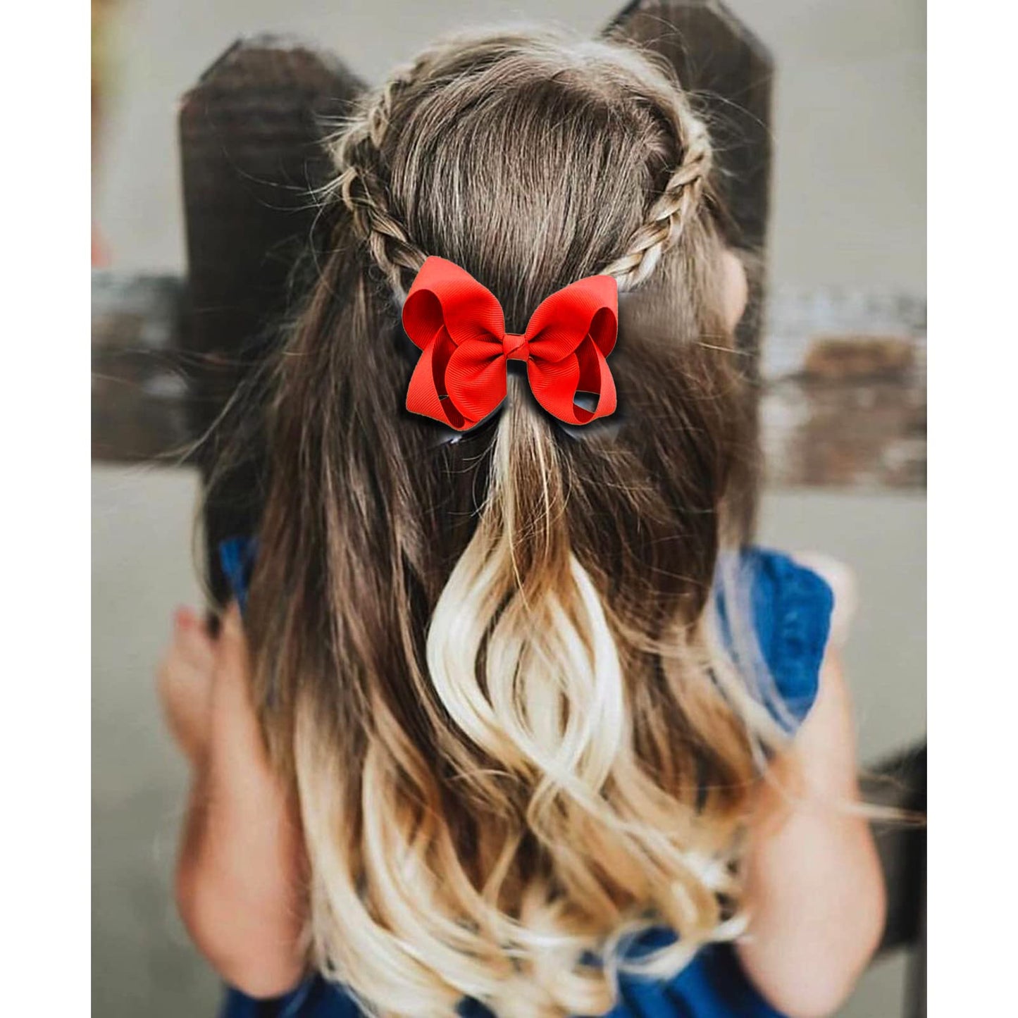 6 Pcs 4.5' Solid Color Grosgrain Ribbon Hair Accessories - Alligator Clips Bows For Toddlers And Girls (Red)