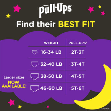 Pull-Ups Girls' Night-Time Potty Training Pants, Size 4T-5T Overnight Training Underwear (38-50 Lbs), 52 Ct