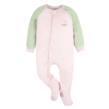 Gerber Baby Girls Flame Resistant Fleece Footed Pajamas 2-Pack, Pink Deer