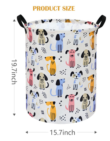 Duyiy Round Dog Pattern Laundry Hamper Laundry Basket Storage Basket Organizer Hamper Storage Bins For Clothes Toys Box Nursery