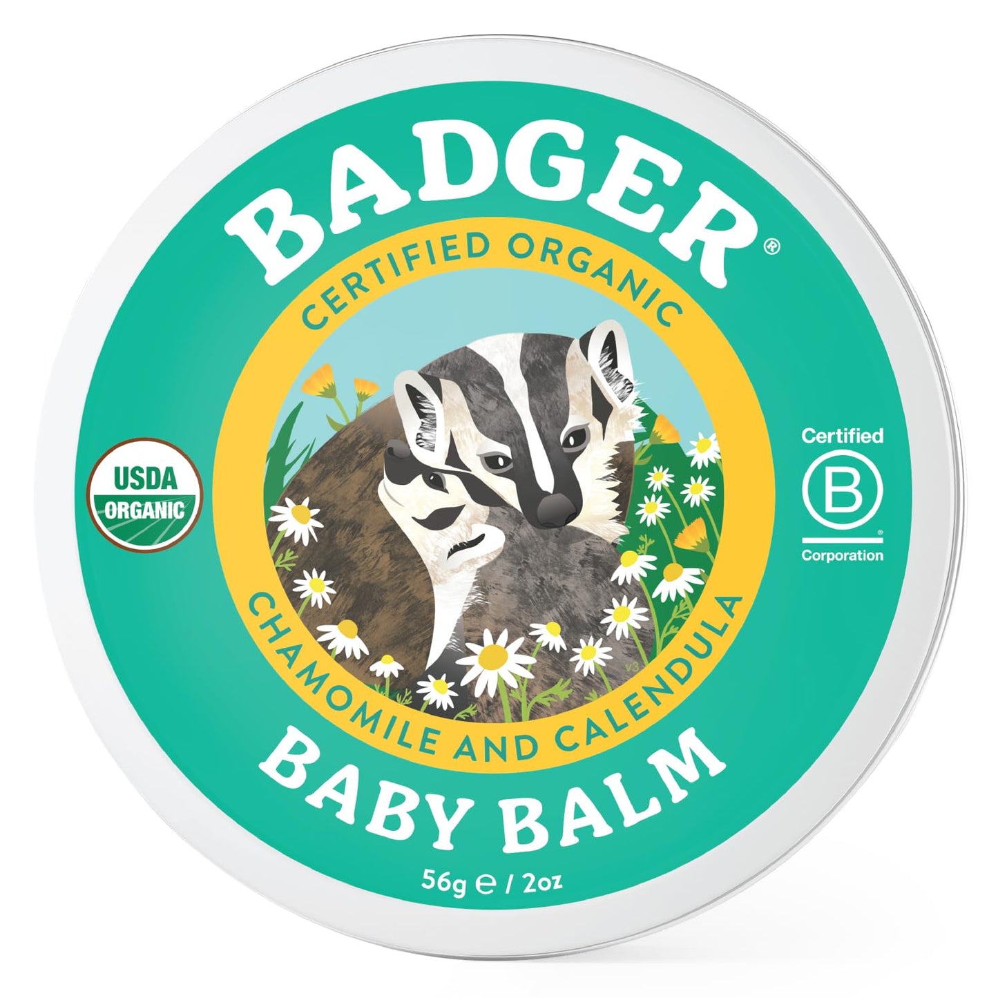 Badger Baby Balm W Chamomile Calendula, All Organic Baby Moisturizer For Cradle Cap Diaper Rash, Soothing Nourishing Gentle Baby