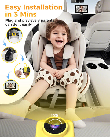 7-Inch Hd 1080P Baby Car Camera, 3X Zoom, 940Nm Night Vision, Touchscreen, Recording & Picture, Supports Tf Card (64G), Easy Ins