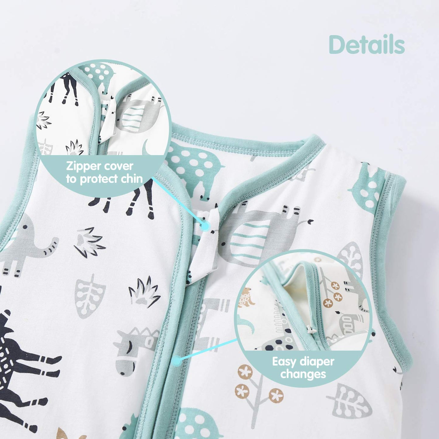 Mosebears Sleep Sack Baby Winter Wearable Blanket with 2-Way Zipper,2.5 TOG Cotton Sleep Sack Unisex (Deer, 6-12 Months)