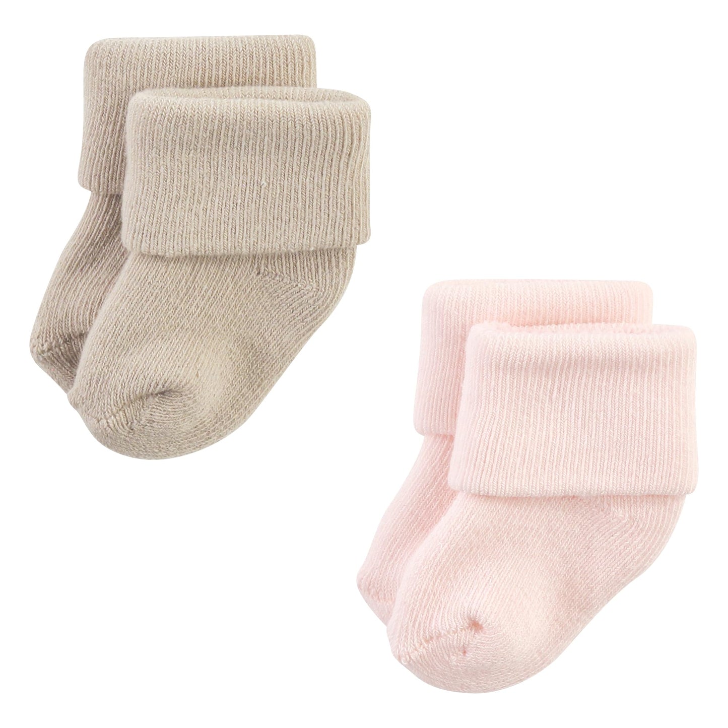 Hudson Baby Unisex Baby Cotton Rich Newborn And Terry Socks, Pink Gray Stripe, 0-6 Months