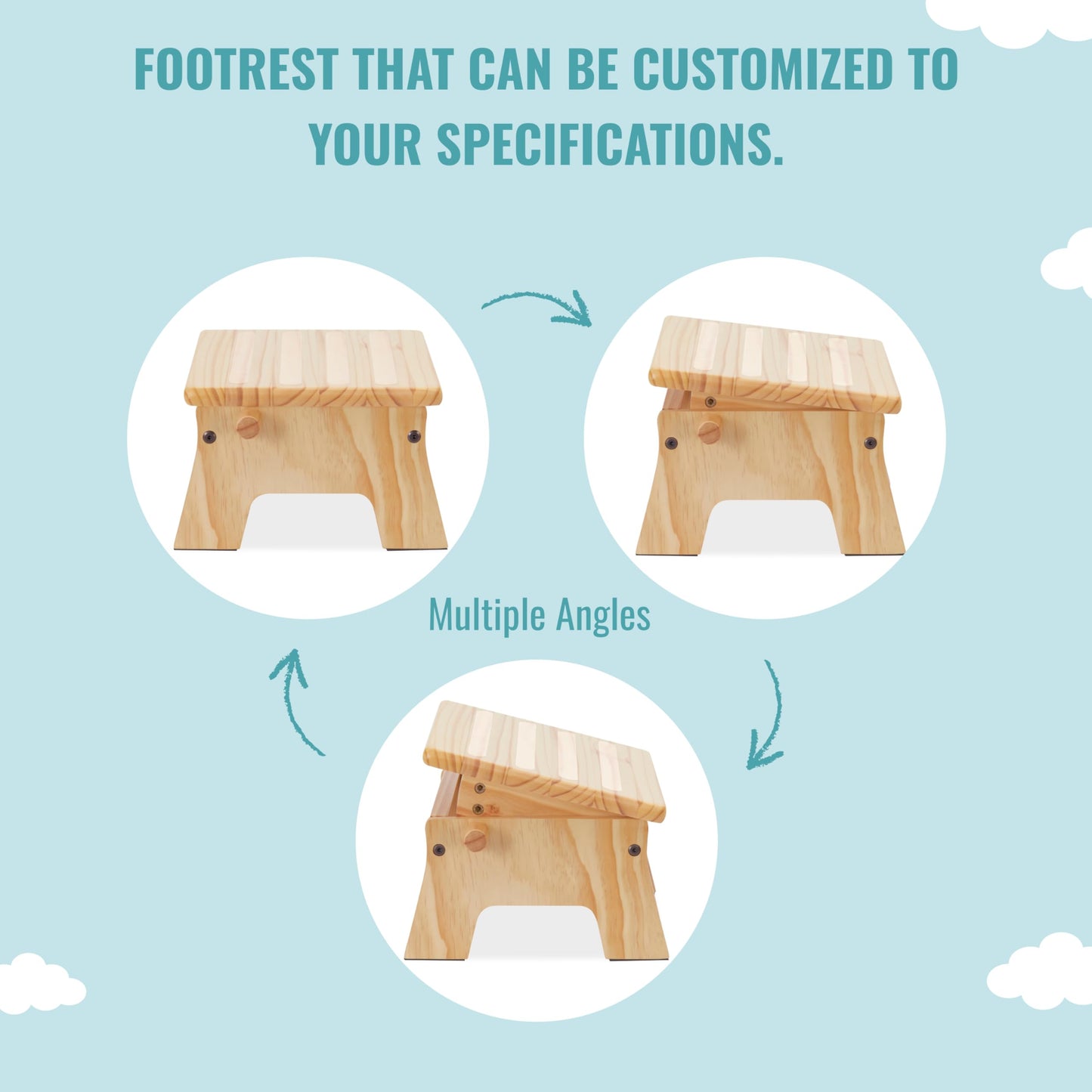 Dream On Me Ease-Up Adjustable Nursing Footrest In Natural, Made Of Sturdy Pinewood, Lightweight, Easy To Assemble