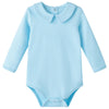 Pureborn Baby Boys Bodysuit Long Sleeve Cotton Peter Pan Collar Romper Spring Fall One-Piece Outfit Blue 6-9 Months