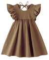 Jnklwpjs Toddler Linen Dress Baby Girls Ruffle Halter Sleeveless Casual Party Dresses Brown 110Cm