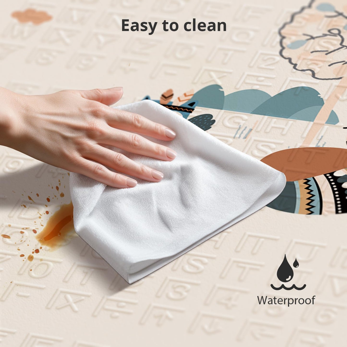 Baby Play Mat, 59' X59 ' Extra Large Foldable Baby Mat For Playtime And Tummy Time, Thick Foam Play Mat For Baby, Waterproof,