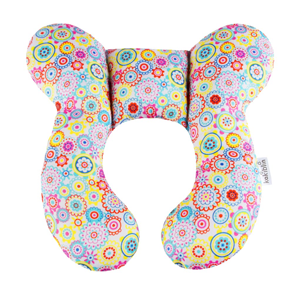 Kakiblin Baby Travel Pillow, Baby Neck Pillows For Car Seat, Toddler Head And Neck Support Pillow For Car Seat, Pushchair, Flowe