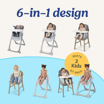 Graco Duodiner Dlx Highchair, 6 Stages Of Use - Infant To Baby High Chair, Infant To Toddler Booster Seat, Youth Stool, 5 Adjust