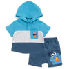Sesame Street Cookie Monster Newborn Baby Boys Pullover Hoodie And French Terry Shorts Blue Cookie Monster 3-6 Months