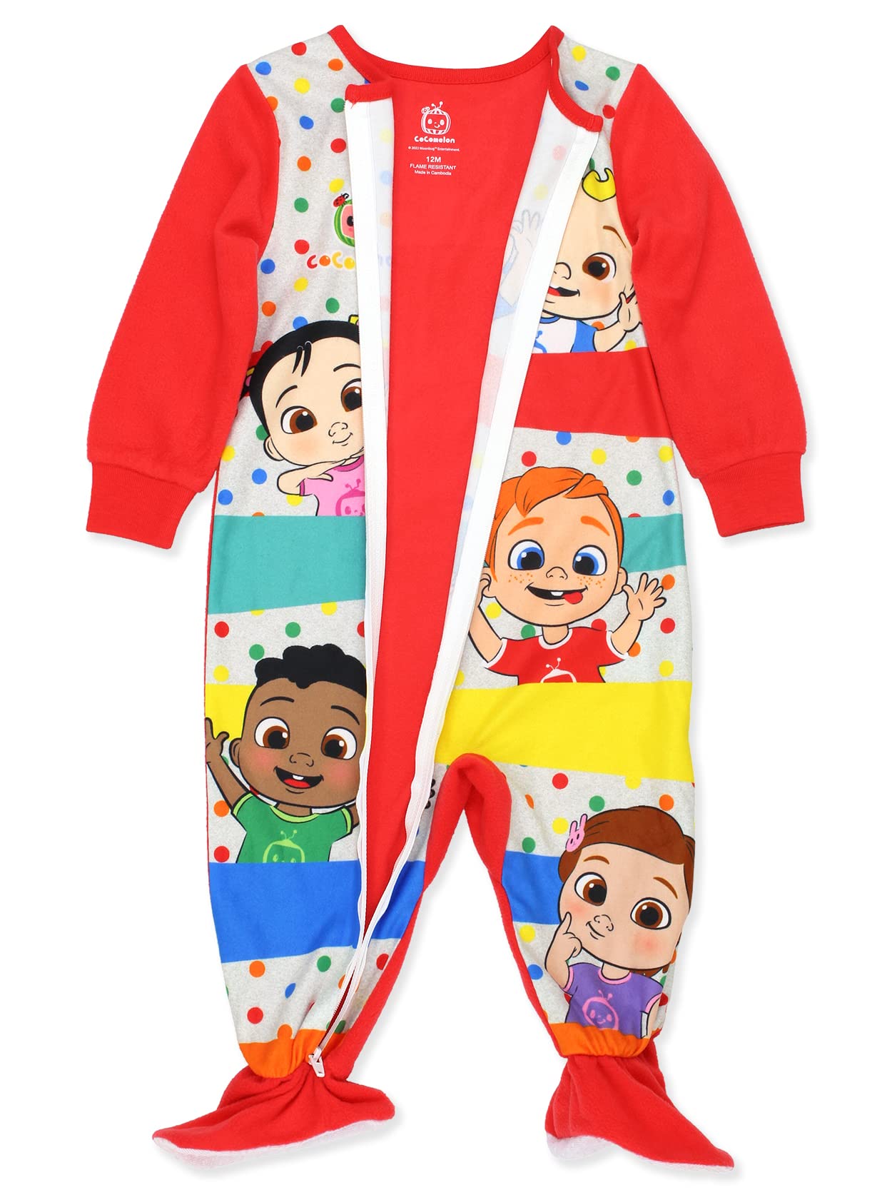 Cocomelon Toddler Infant Footed Blanket Sleeper Pajamas (2T, Red)