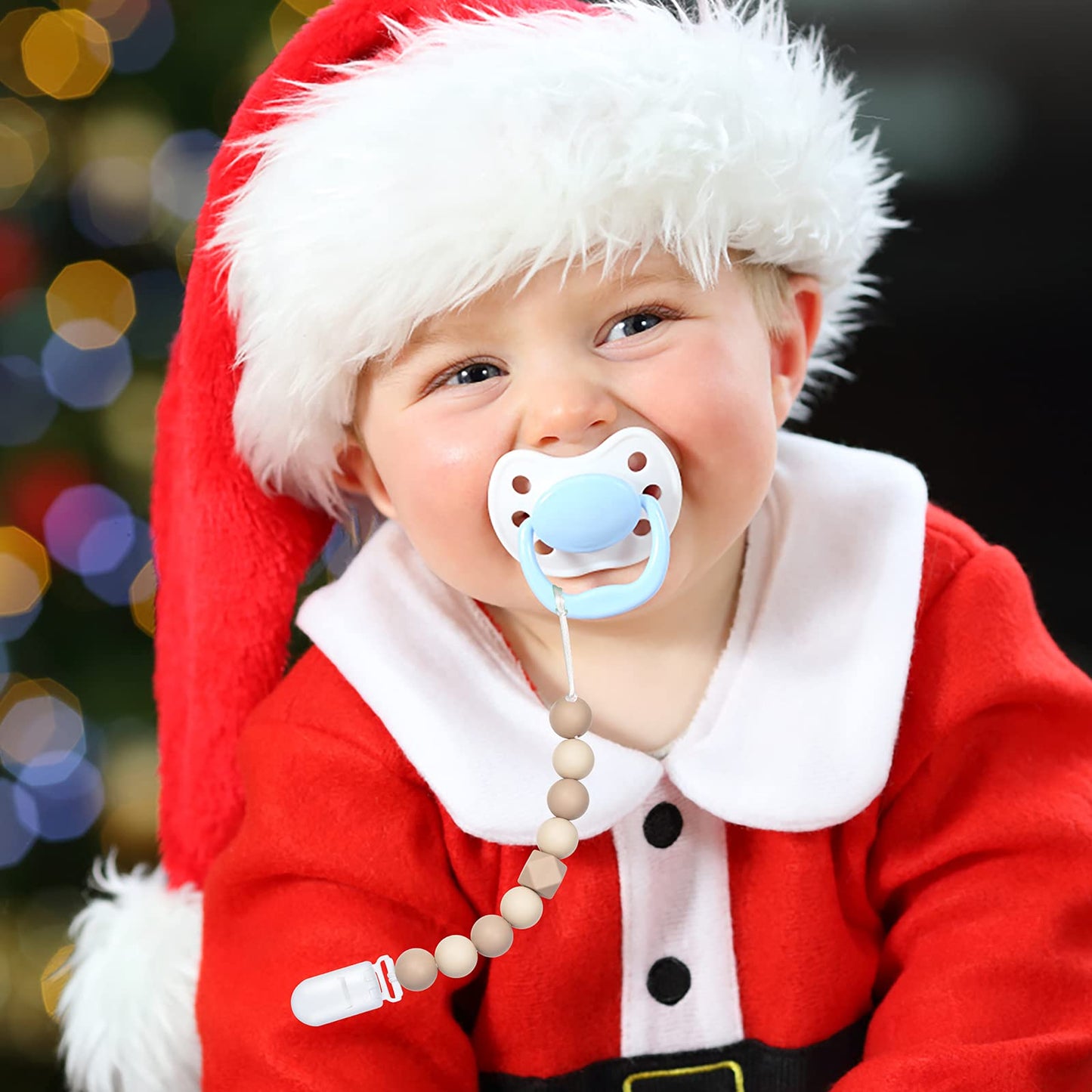 Pacifier Clips For Baby Boys Girls (Beige)