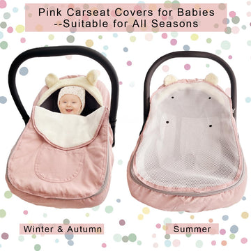 Car Seat Covers For Babies,Winter Baby Car Seat Cover Infant Carseat Covers Canopy,Universal Baby Carrier Cover For Girl Boy Car