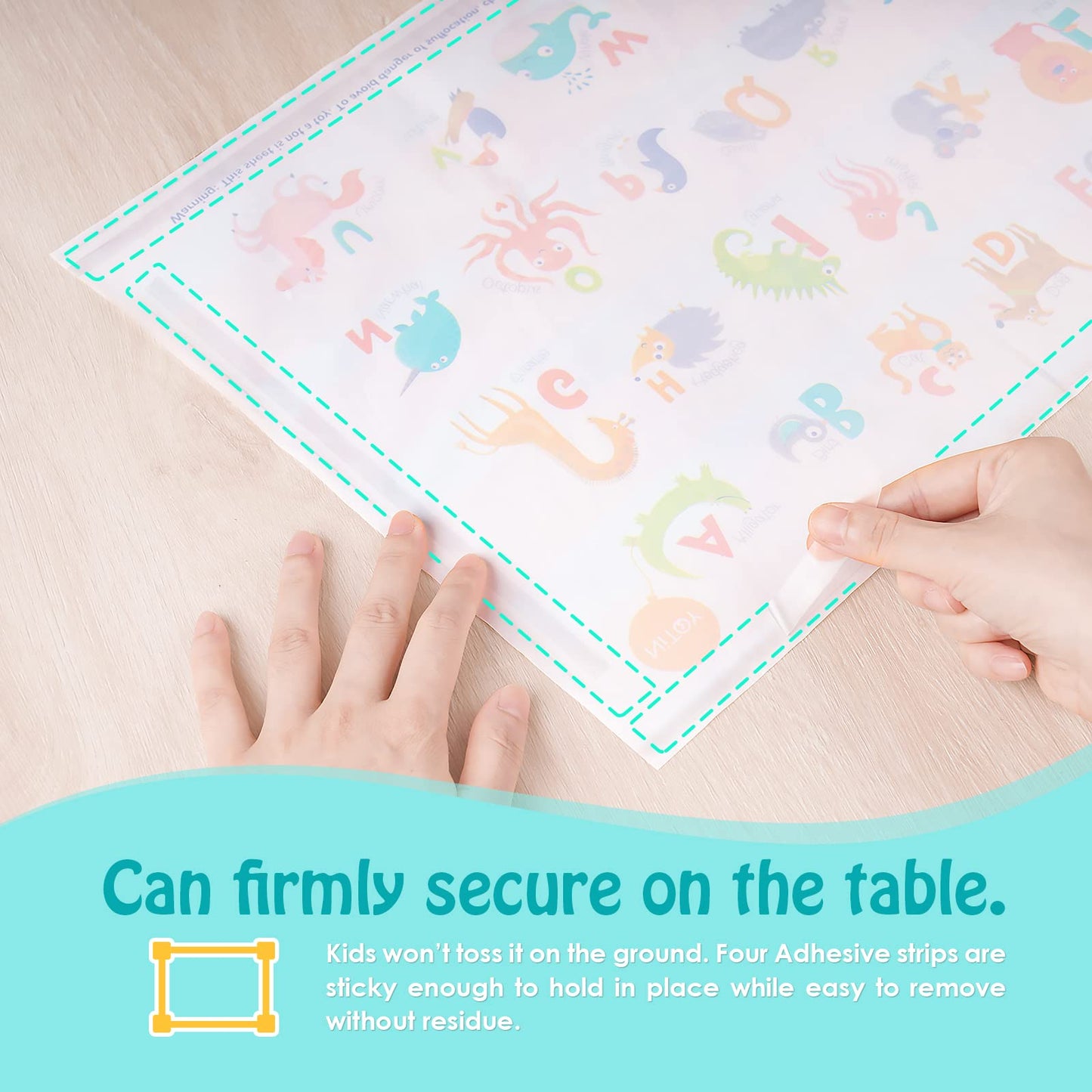 Disposable Placemats For Baby 40 Pack Stick-On Baby Placemat Alphabet Abc Animal Kids Table Mat For Restaurants Dining Table Tra