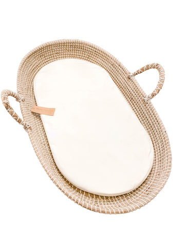 Seagrass Baby Changing Basket With Waterproof Pad | Portable Diaper Changing Topper For Dresser Or Table | A Nursery Essential