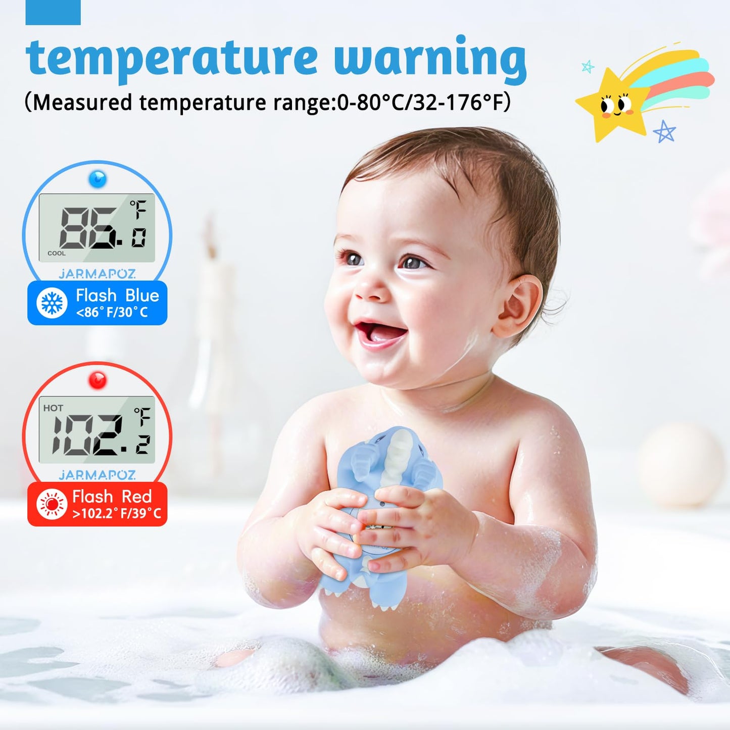 Jarmapoz Baby Bath Thermometer - Safety Water Thermometer For Bath - Instant Read Bathtub Thermometer - Floating Newborn Bath To