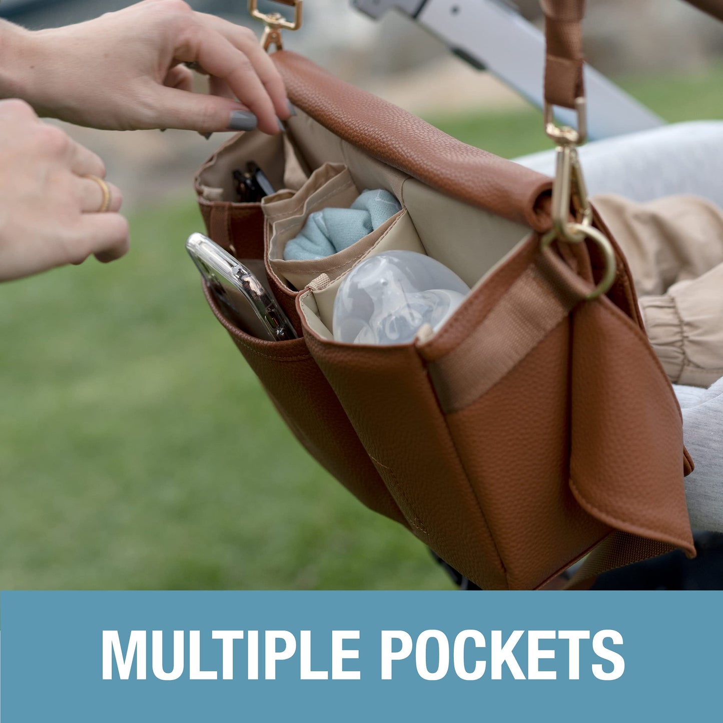 Clevermade Crossbody Diaper Bag Tote And Baby Bottle Hip Pack - Stroller Organizer With Adjustable Straps And Multiple Storage P