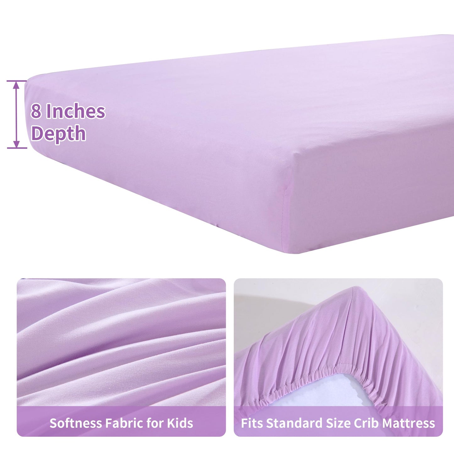 Hombys 4 Pieces Purple Princess Toddler Bedding Set For Girls Kids, Ultra Soft Pinch Pleat Comforter Set With Ruffles For All Se
