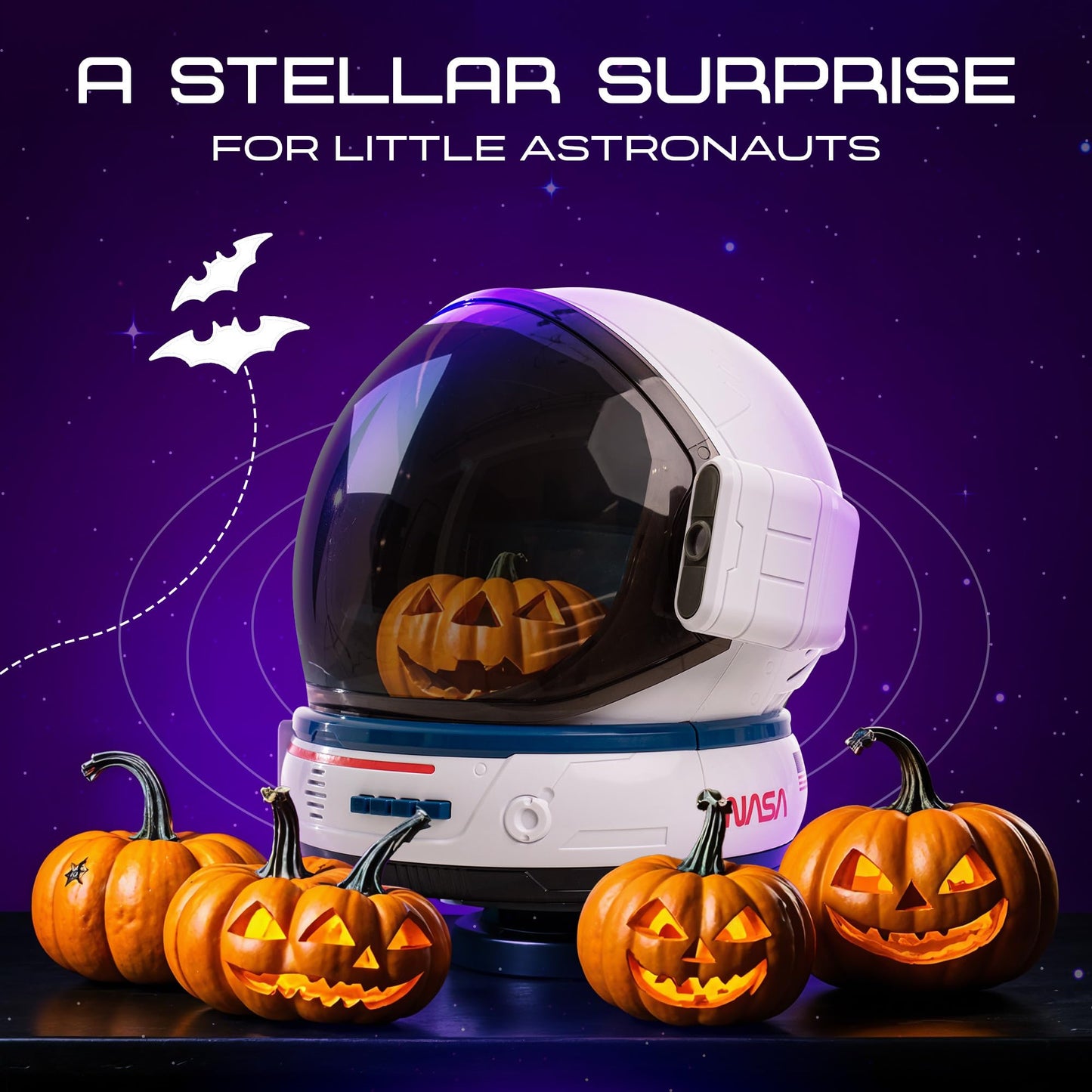 Aerosquad Kids Astronaut Costume With Helmet, Nasa Space Helmet Suit For Toddler With Led Lights, Movable Visor & Mission Sounds