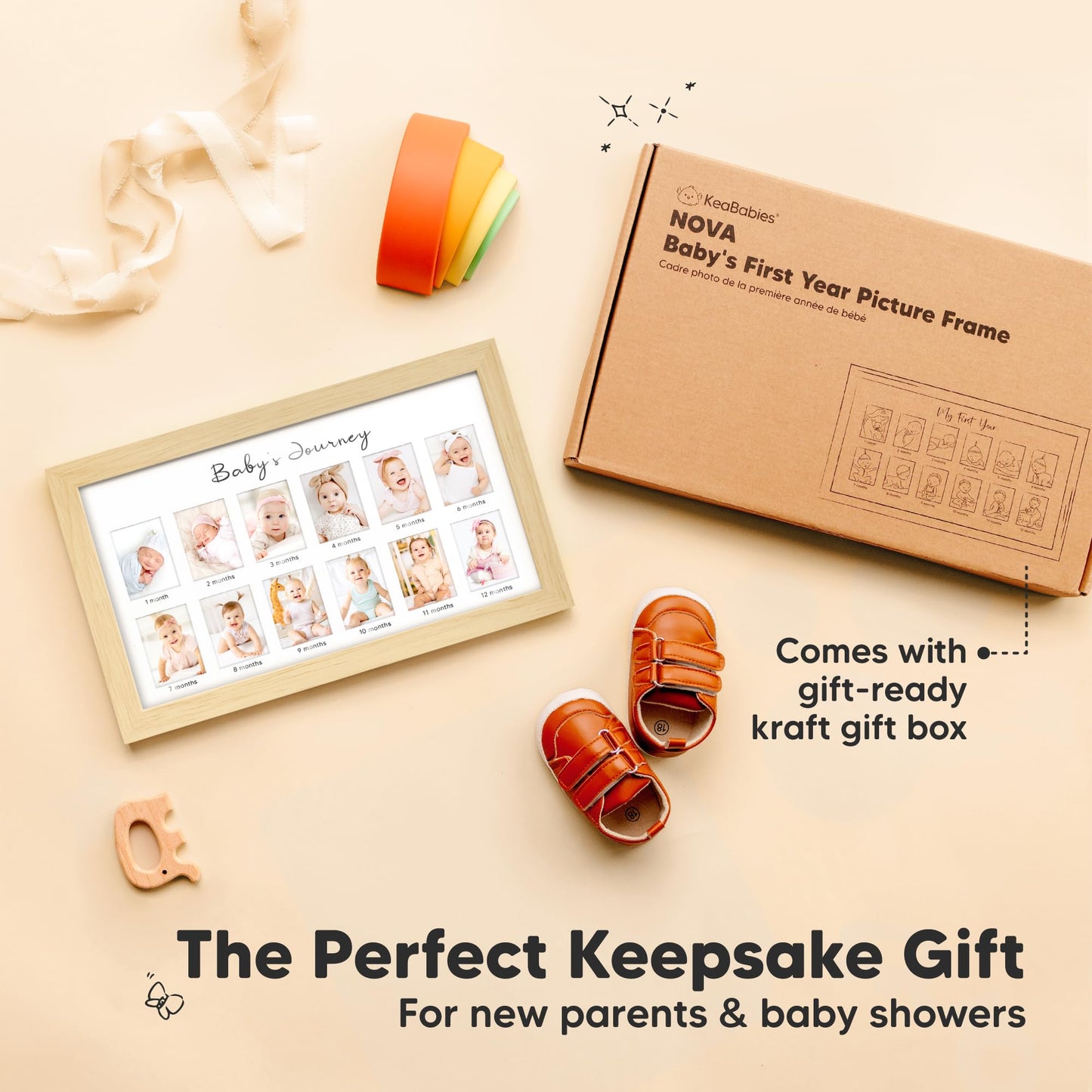 My First Year Photo Frame, 12 Months Baby Picture Frame For Newborn Girl,Boy - Baby Shower Gifts Keepsakes,Monthly Baby'S One Ye