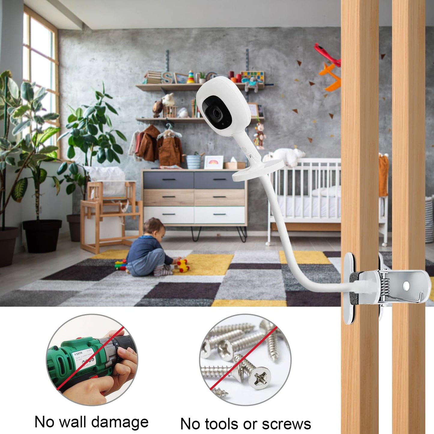 Szaoyu Baby Monitor Mount Compatible With Nanit Pro Smart Baby Monitor & Flex Stand,15.7 Inches Flexible Long Gooseneck Arm Also