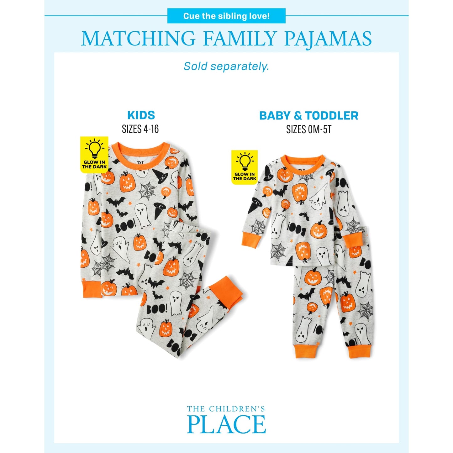 The Children'S Place,Unisex Baby,And Kids, Sibling Matching, Holiday Pajama Sets, Cotton,Ghosts/Pumpkins Halloween,14