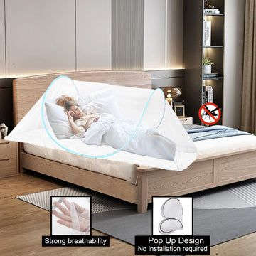 Cmingj Large Pop Up Mosquito Tent, Portable Foldable Mosquito Net For Bed Camping Travel Patio (78 * 31 * 22Inch) (Blue Adjustab