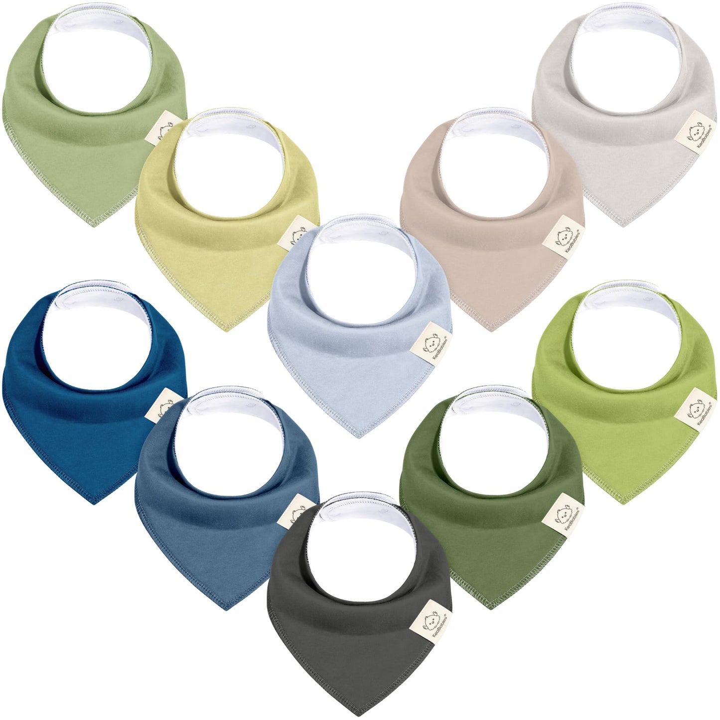 10-Pack Organic Baby Bandana Bibs - Organic Cotton Bandana Bibs For Boys, Girls - Super Absorbent Bandana Drool Bibs - Teething