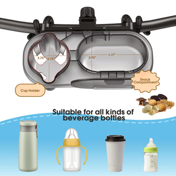 Universal Stroller Snack Tray: Cup Holder Tray With Silicone Flexible Arms Grip Stroller Tray With Dust Cover - Stroller Tray At