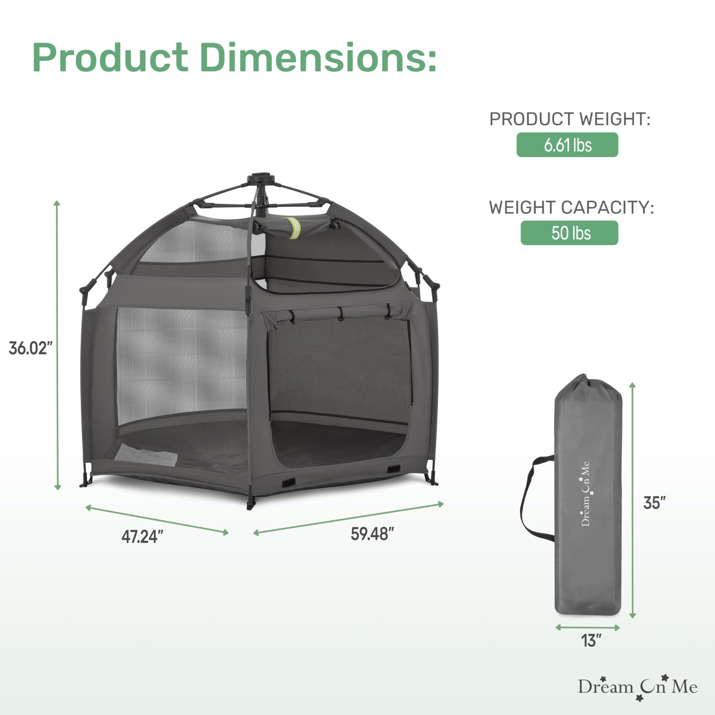 Dream On Me Pop Up Children Playpen In Charcoal, Easy Set Up For Babies And Toddlers, Breathable Mesh Sides, One Hand Easy Fold,