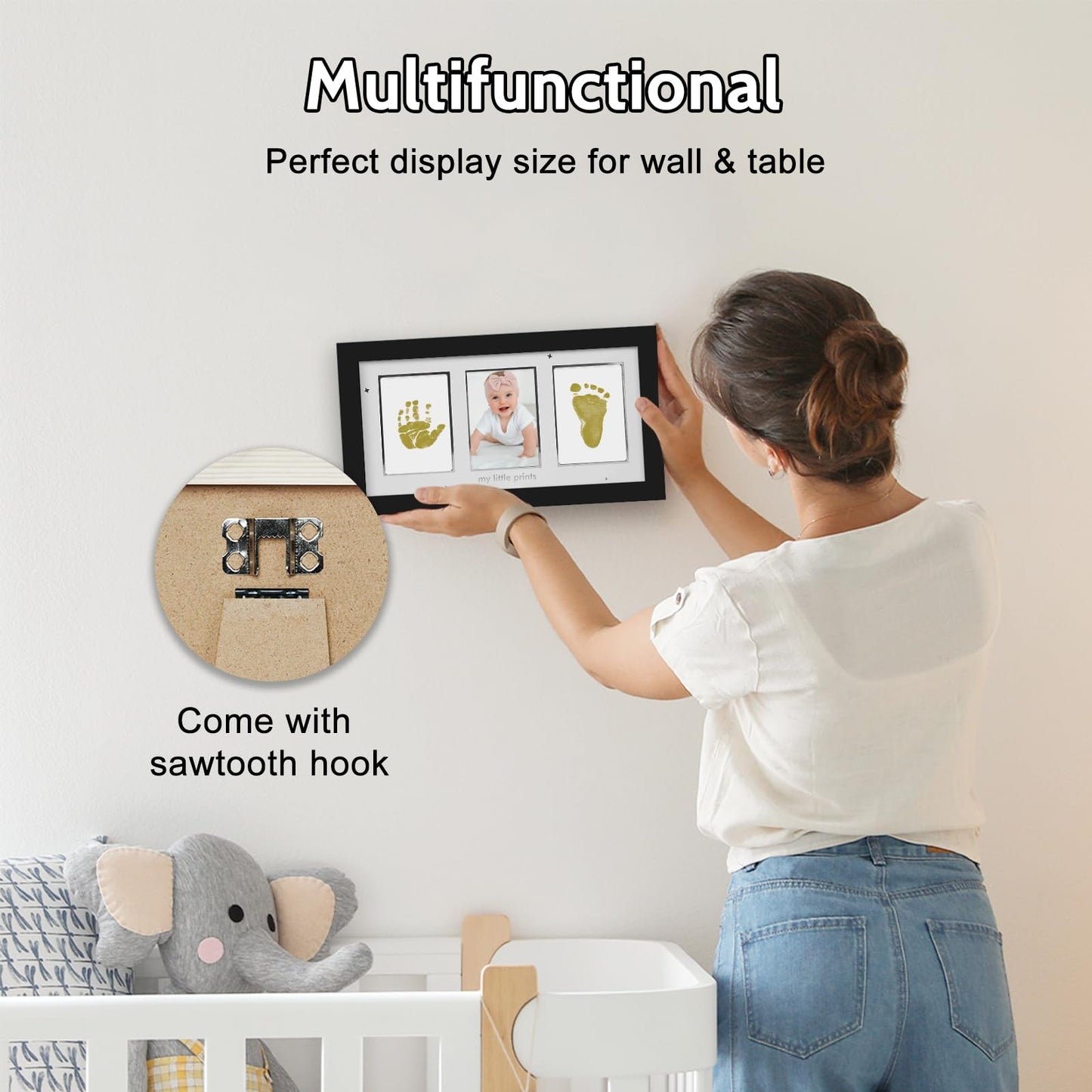 Hamuiers Baby Hand And Footprint Kit, Newborn Keepsake Frame, Inkless No Mess Clean-Touch Ink Pad For Baby Handprint And Footpri