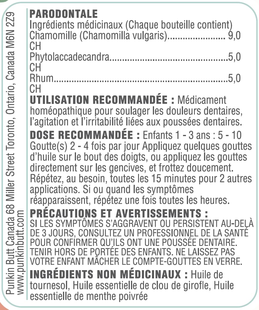 Punkin Butt Natural Teething Oil 30 Ml - Made With Chamomilla For Relieve Tooth Pain, Agitation And Irritability Related To Dent