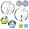 Misslili Stainless Steel Kids Plates And Bowls With Suction, Divided Baby Plate And Toddler Bowl With Removable Silicone Suction