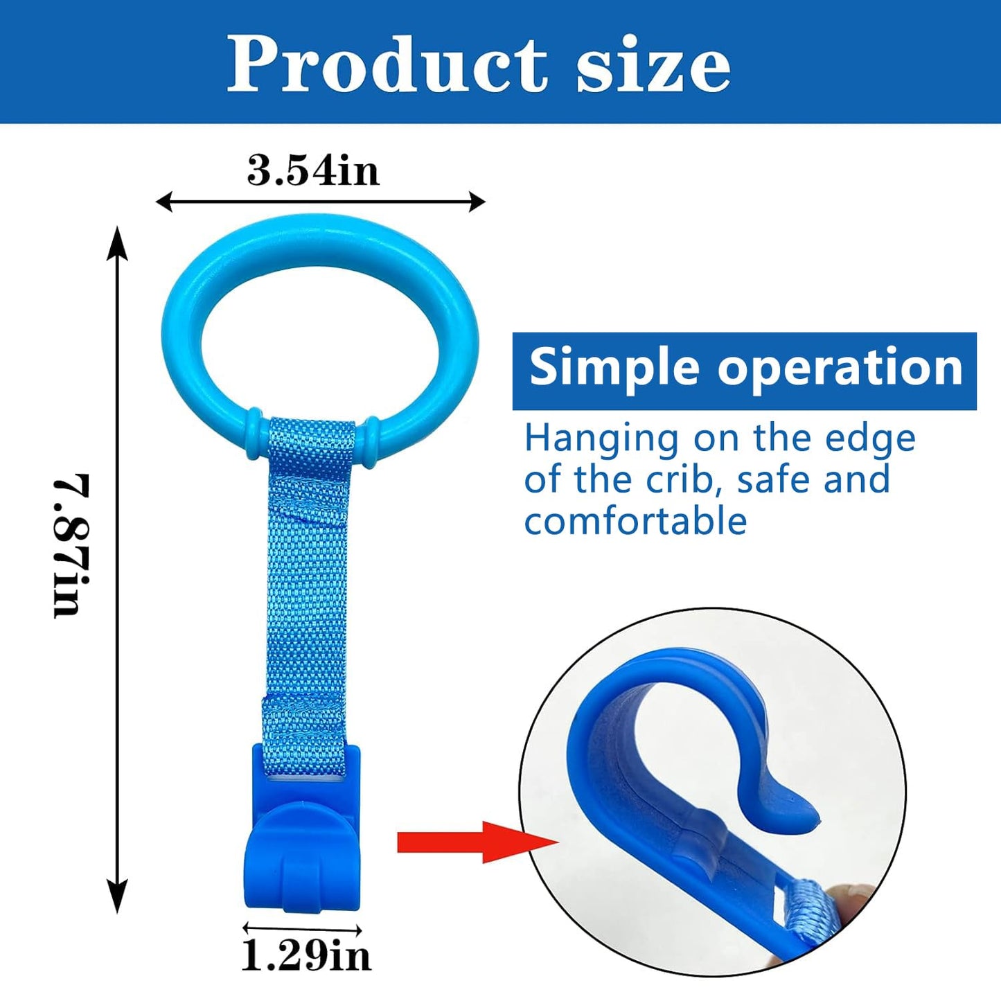 Codree 8Pcs 4 Colors Baby Playpen Pull Up Rings- Baby Crib Pull Up Rings- Baby Walking Exercises Assistant Rings- Baby Bed Stand