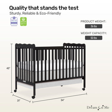 Dream On Me Carson Classic 3-In-1 Convertible Crib In Black