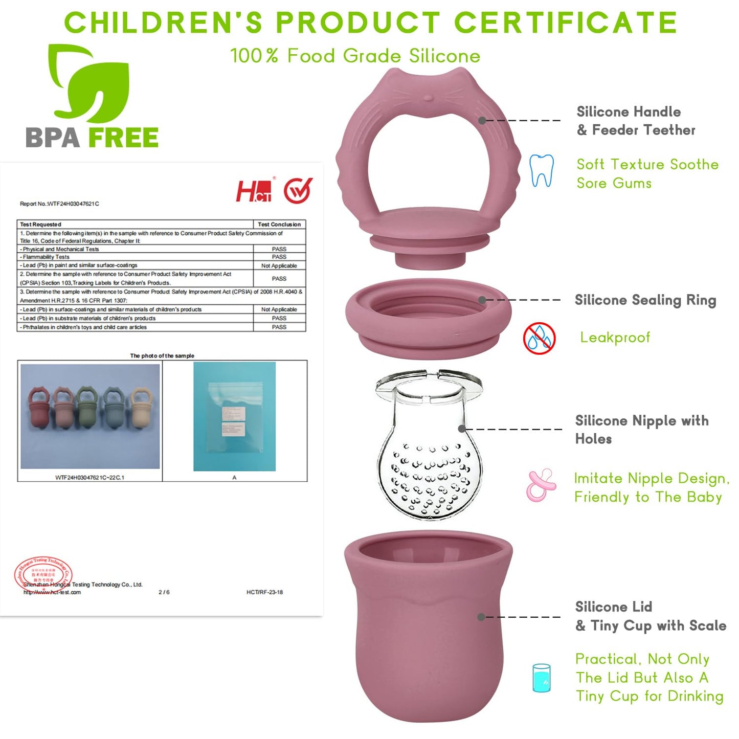 Socub 2 Pack Mesh Fruit Food Feeder Teether, Silicone Frozen Feeders For 3M+ Baby Safe Self Feeding, 3 Sizes Food Pouches Includ