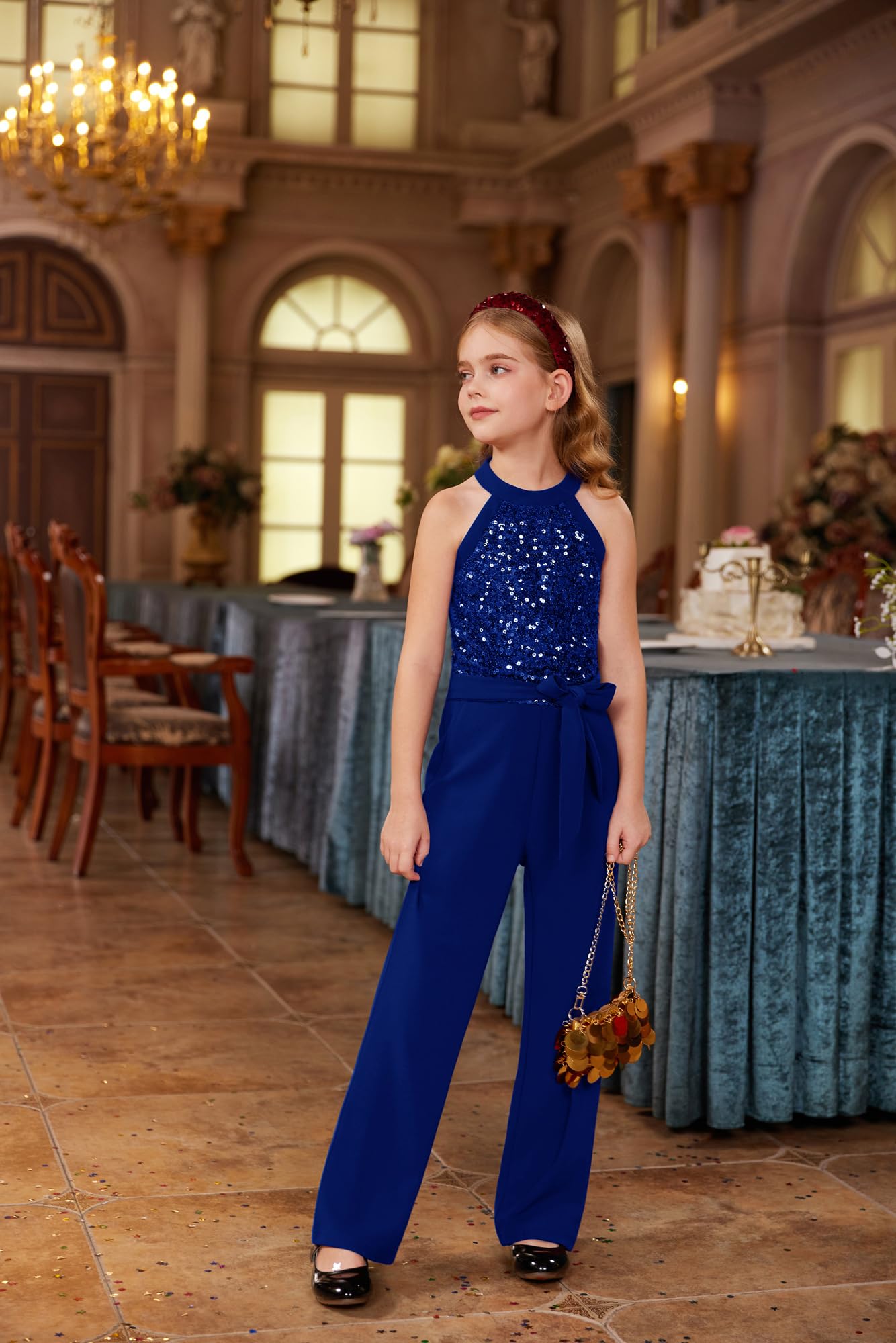 Grace Karin Blue Romper Size 8-10 Fashion Sequin Costumes Fashion Formal Romper Tween Overall